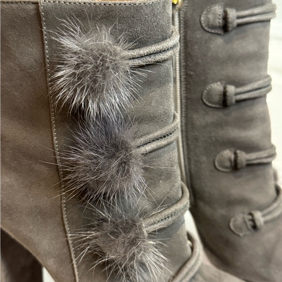 Who says Winter Boots Are Ugly?? NOT THESE! Aquazzura Grey Suede With Fur Boots - Picture 7 of 7